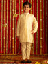 Boy's' Cream And Cream Ethnic Mirror Combo Set